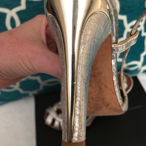 BCBG silver and gold tone dressy sandals - Picture 6 of 7